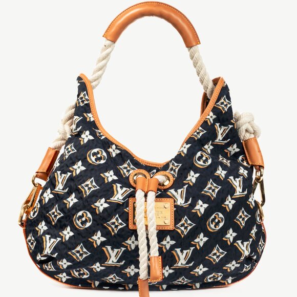 Louis Vuitton Bulles MM Navy Monogram Rope-Tassel Hobo Bag - Picture 1 of 14